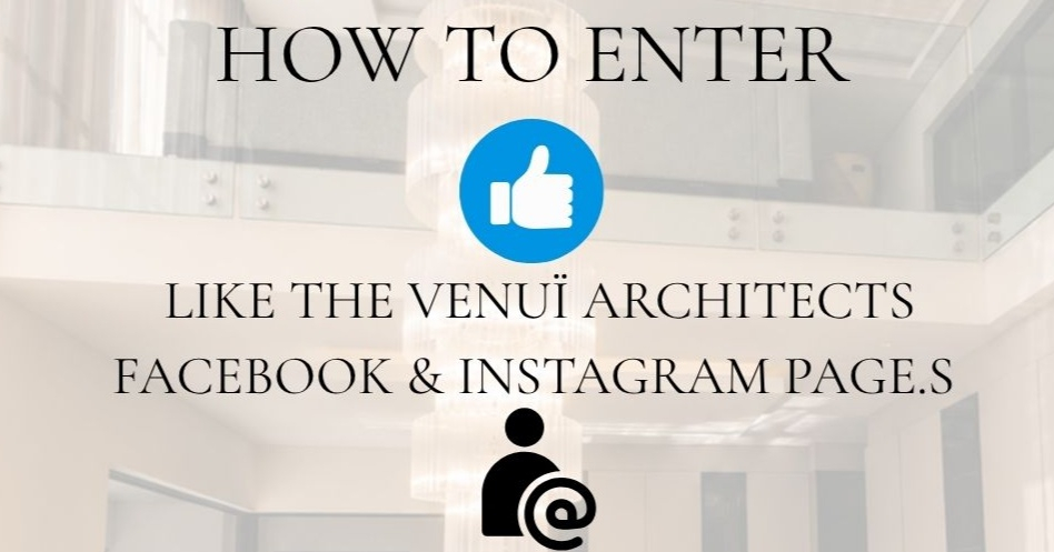 Promotional banner for Venuï Architects spring giveaway displaying competition instructions on how to enter to win an architectural feasibility consultation.